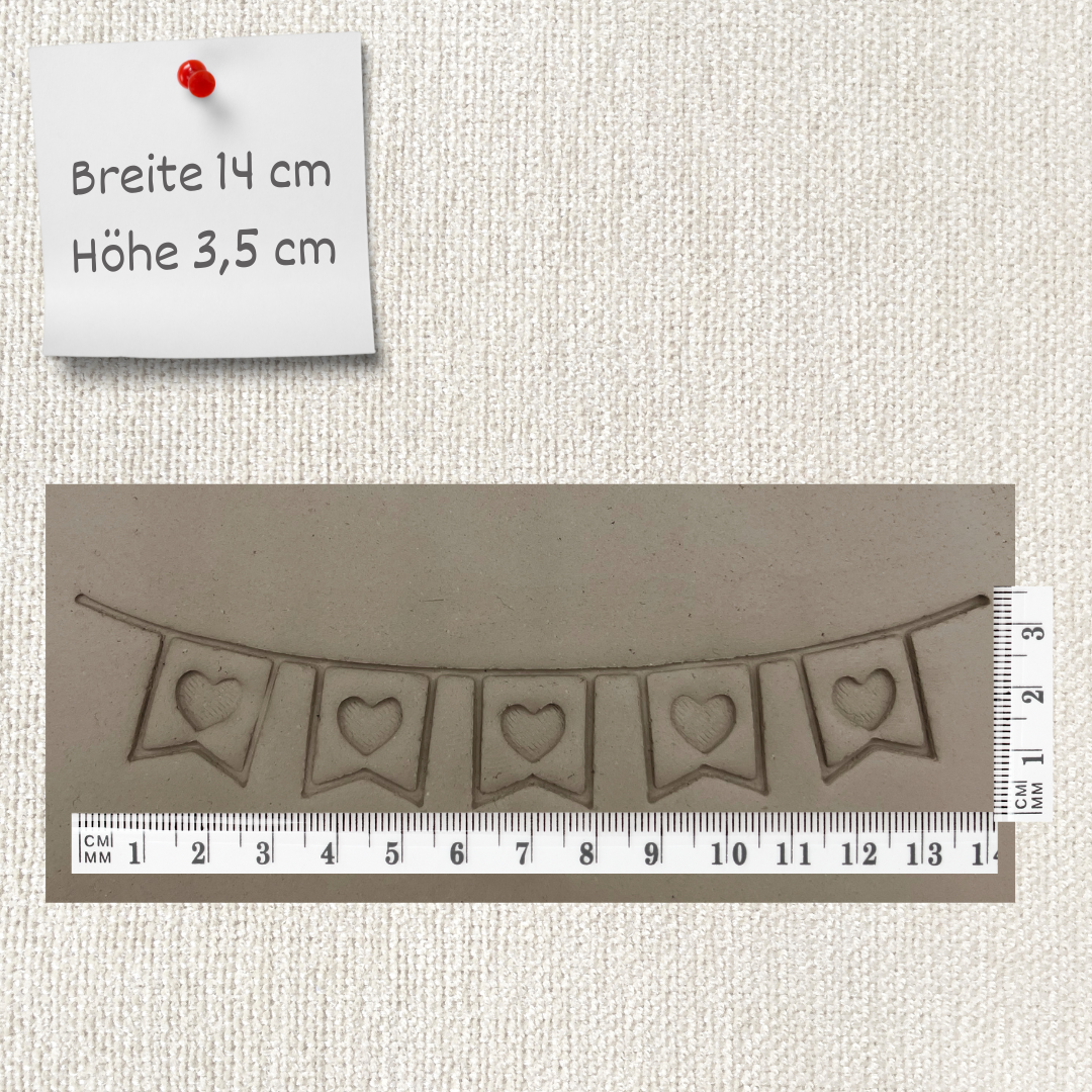 Herzgirlande - Tonstempel und Überformen Shop für Töpferware