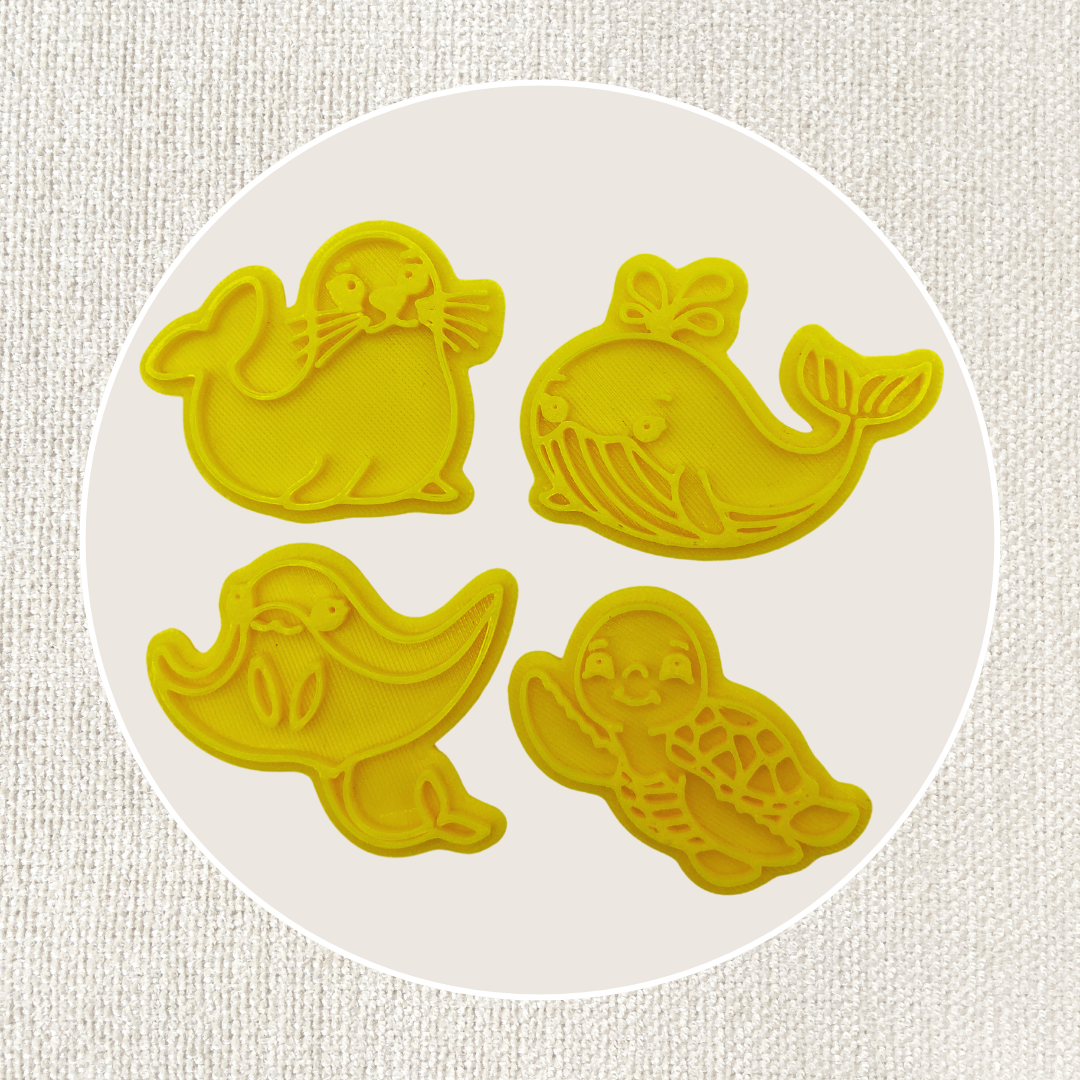 Set of 4 cute sea creatures