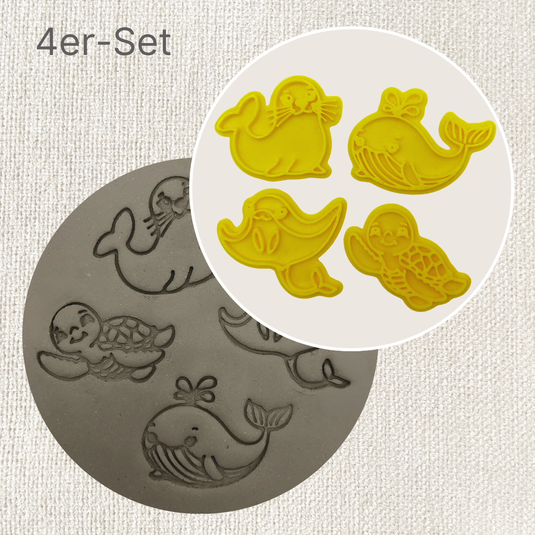 Set of 4 cute sea creatures