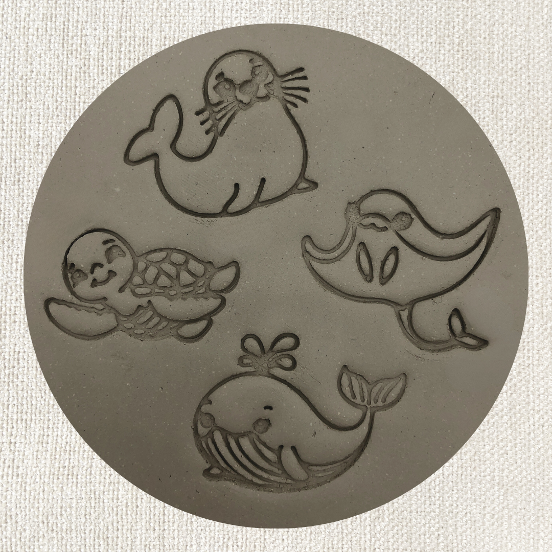 Set of 4 cute sea creatures