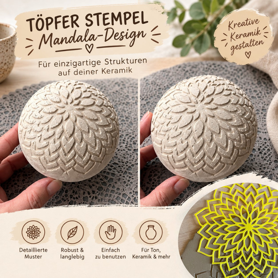 Mandala-Stern Stempel von ARTHummeln mit floralem Mandala-Design, perfekt für kreative Bastelprojekte und Dekorationen