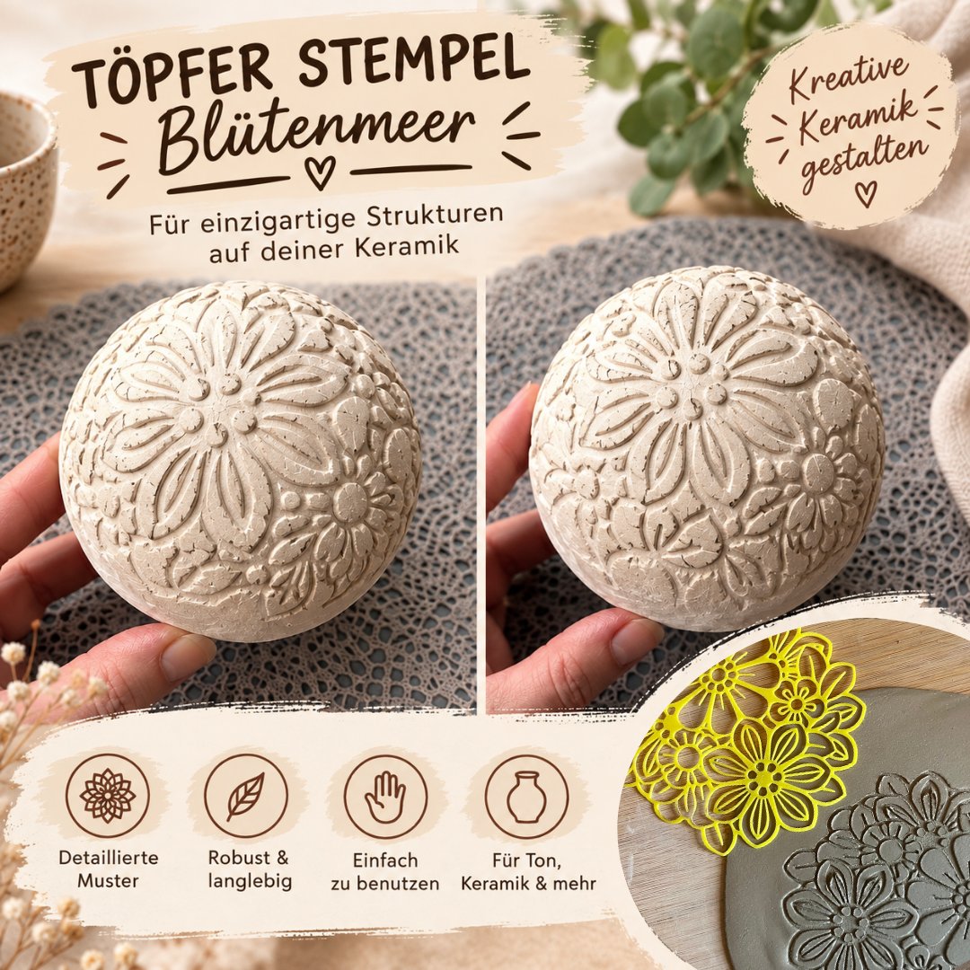 ARTHummeln Blütenmeer Stempel mit bunten Blumenmustern auf transparentem Hintergrund, ideal für kreative Bastelprojekte.
