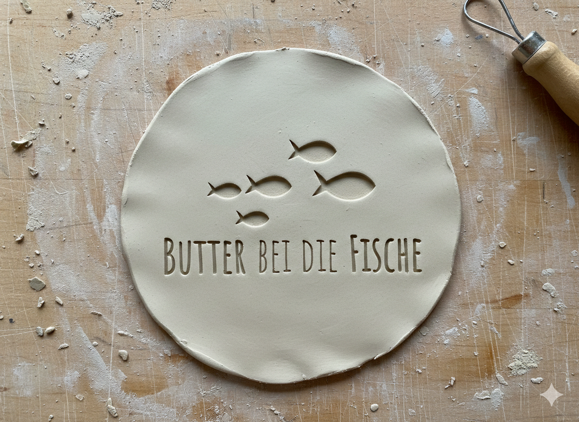 Stempel für Keramik und Ton - Butter bei die Fische