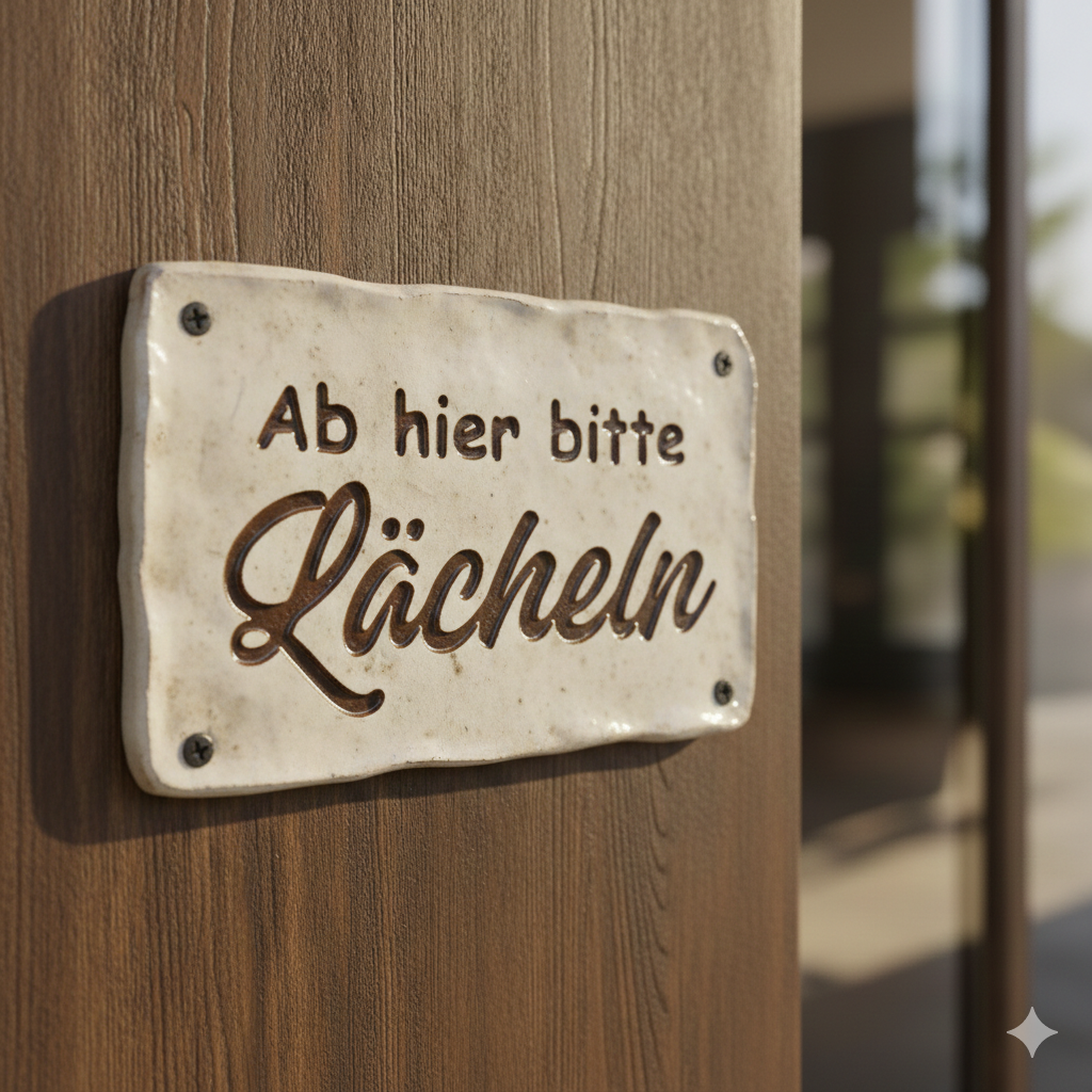 Stempel für Keramik und Ton - Ab hier bitte Lächeln