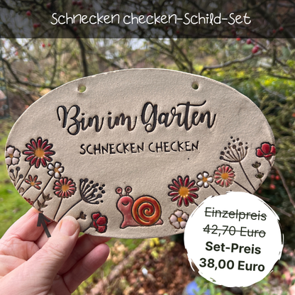Schnecken checken-Schild-Set