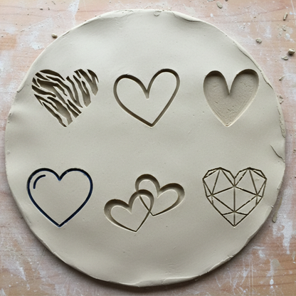 Stempel für Keramik und Ton - 6er Set Herzen