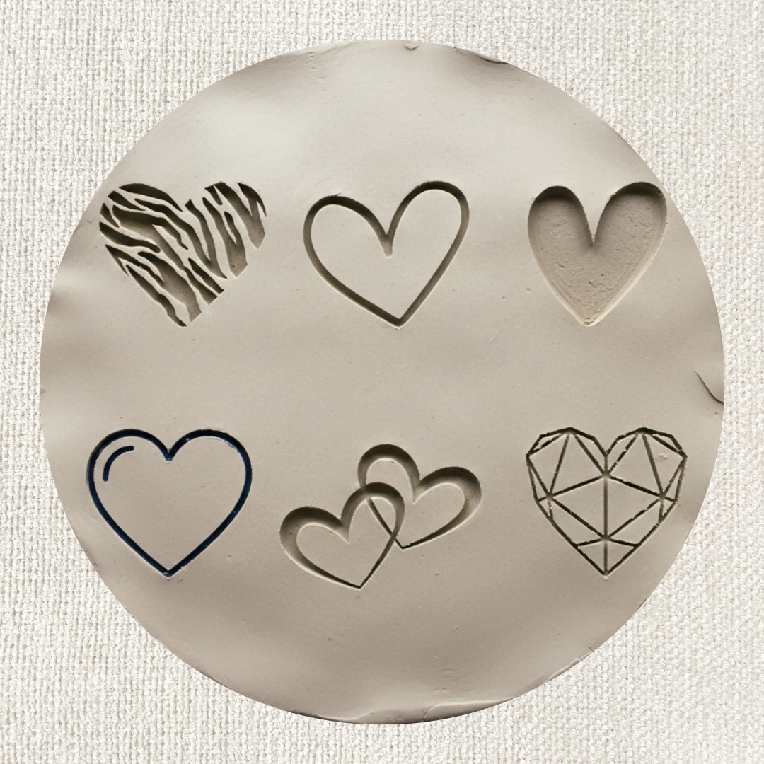 Stempel für Keramik und Ton - 6er Set Herzen