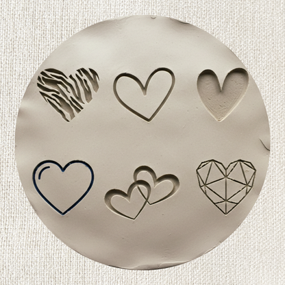 Stempel für Keramik und Ton - 6er Set Herzen
