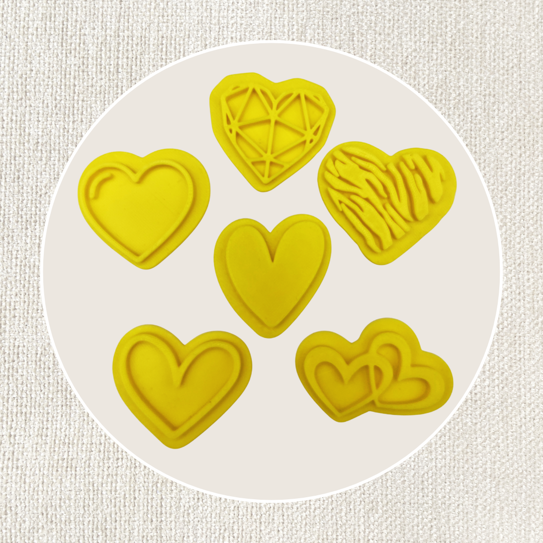 Stempel für Keramik und Ton - 6er Set Herzen