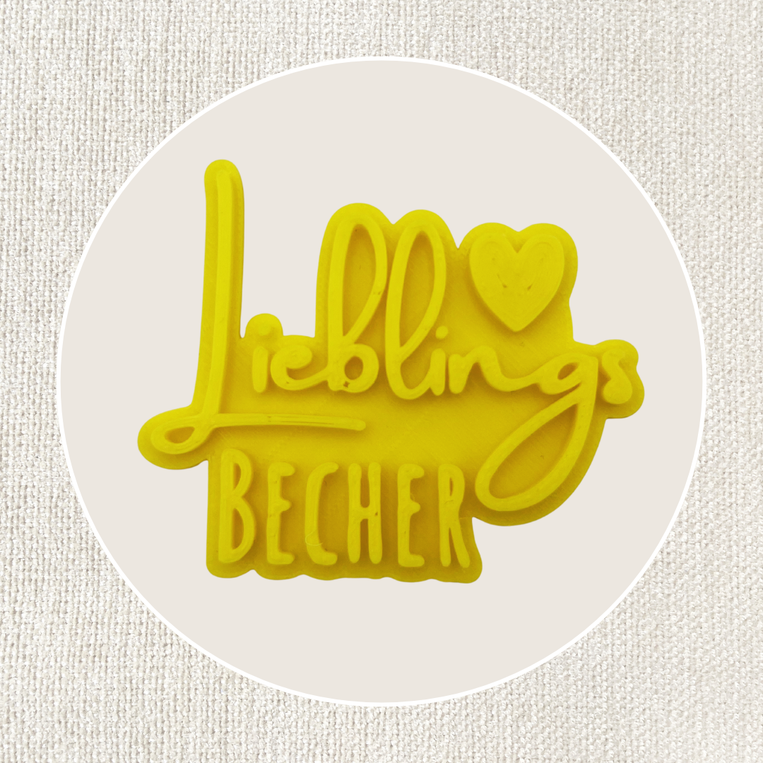 Stempel mit Lieblingsbecher Design von ARTHummeln, zeigt detailreiche Illustration auf weißem Hintergrund.
