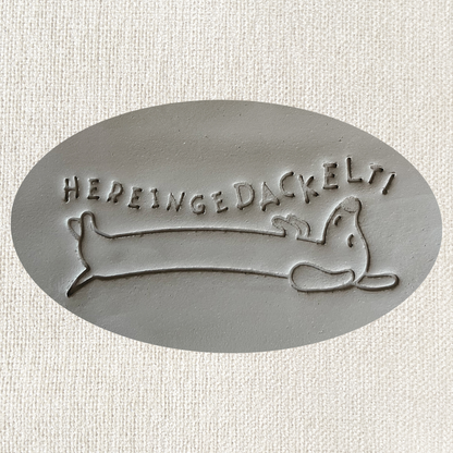 Tonstempel mit Dackel-Motiv, ideal für Keramik und Töpferwaren, aus dem Tonstempel und Überformen Shop für Töpferware