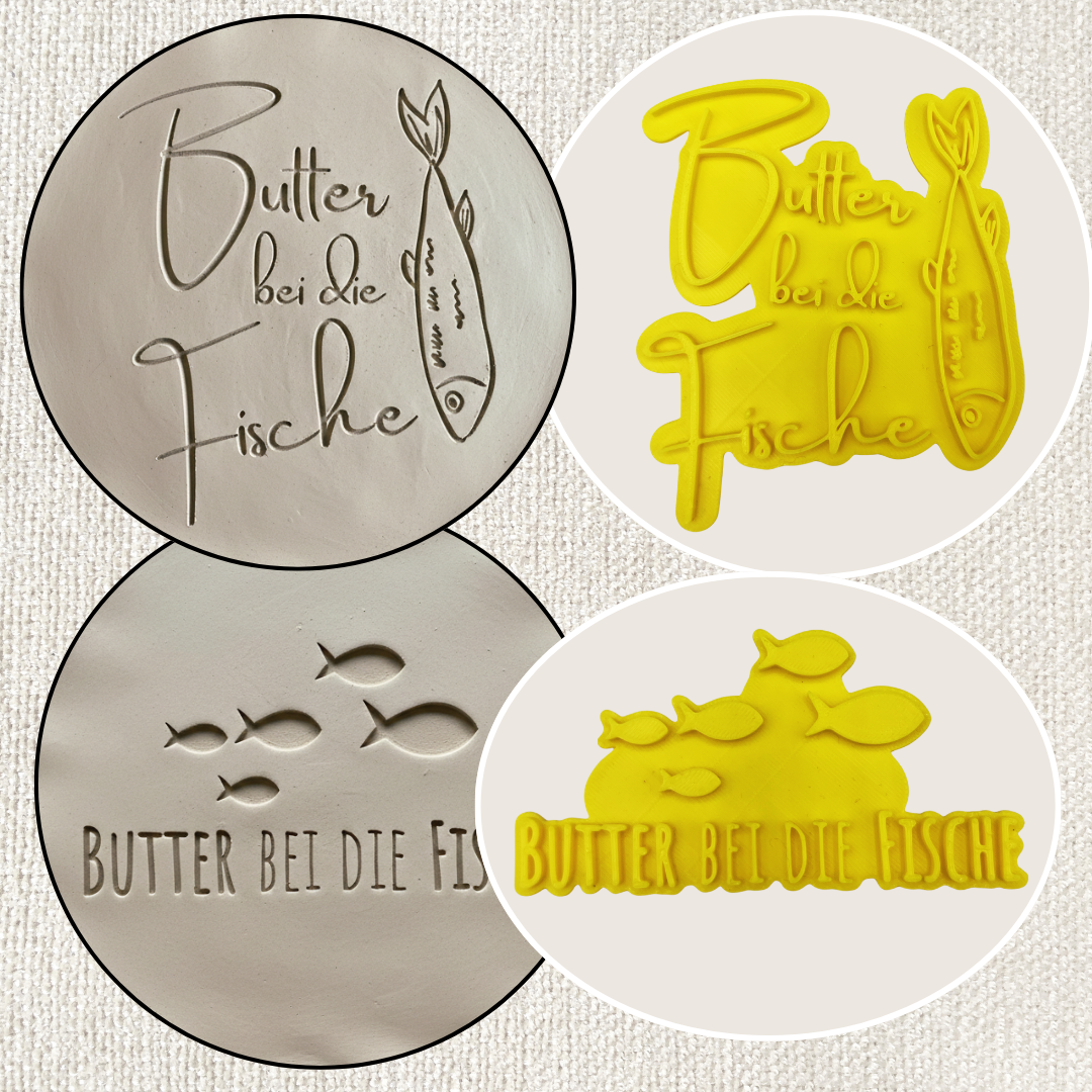 Stempel für Keramik und Ton - Butter bei die Fische