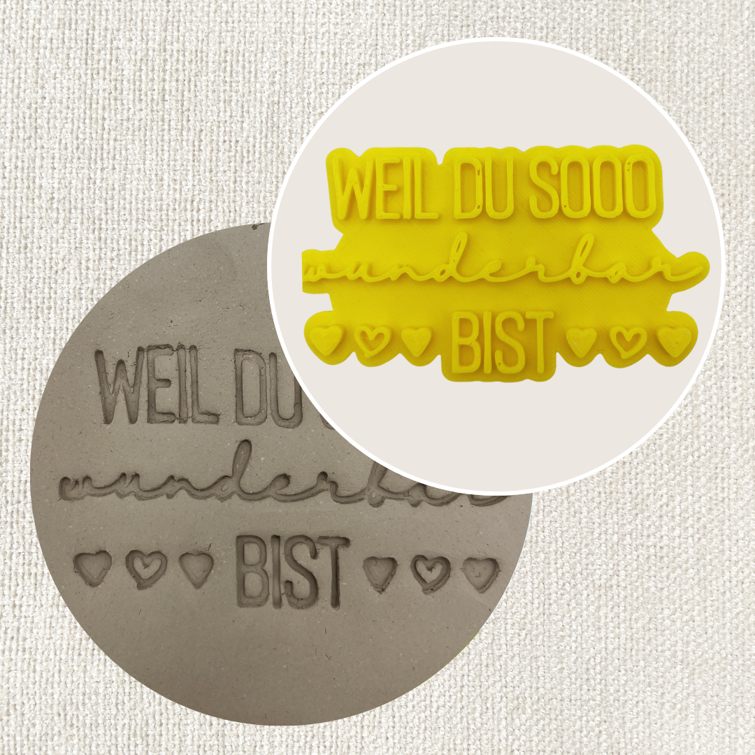 ARTHummeln Stempel "Weil du sooo wunderbar bist" mit herzförmigem Design, perfekt für liebevolle Grußkarten und Geschenke