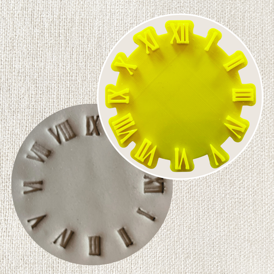Tonstempel mit Ziffernblatt-Design für Uhren, geeignet für Töpferware, aus dem Shop für Töpferwerkzeuge und Stempel