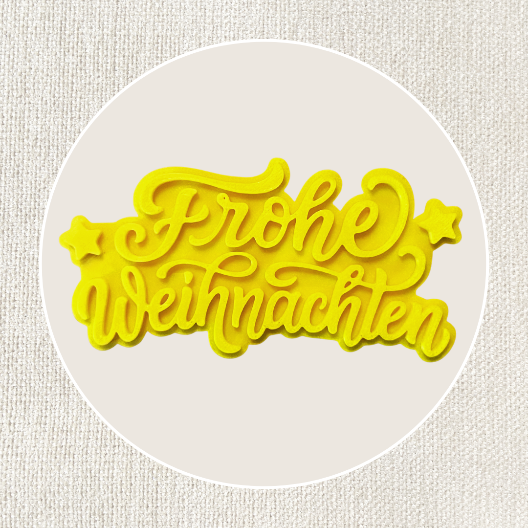 Tonstempel "Frohe Weihnachten" für Töpferarbeiten, hochwertiger Stempel aus dem Tonstempel und Überformen Shop.