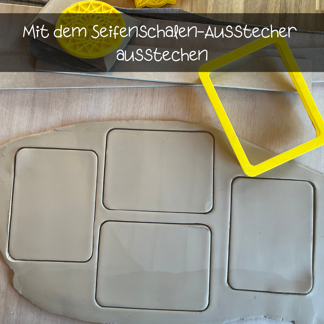 Stempel für Seifenschalen mit dem Perfect Match Design von ARTHummeln, zeigt die Überformen im Bild.