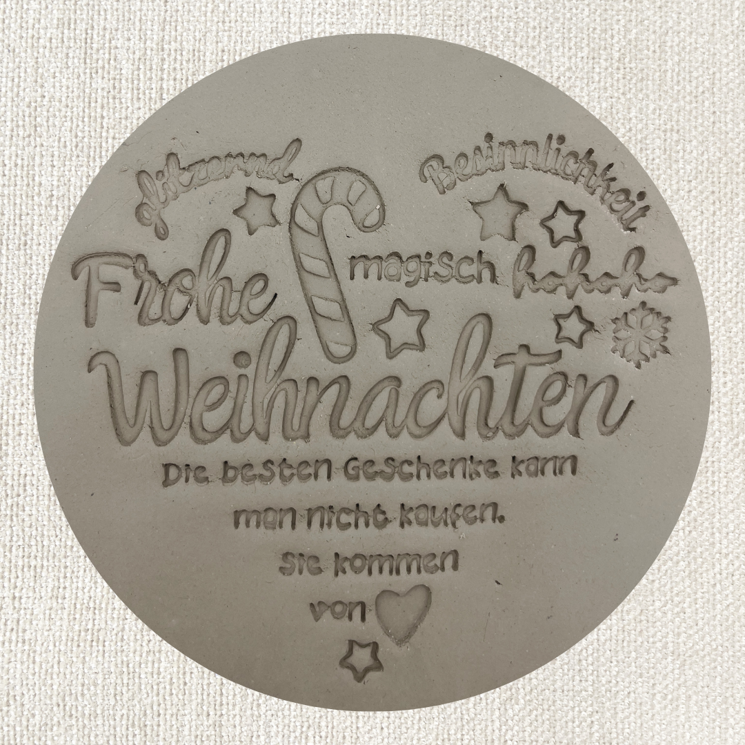 Weihnachten Herz Stempel von ARTHummeln, mit festlichem Herzmotiv zum Stempeln auf Karten und Geschenke, handgefertigt.