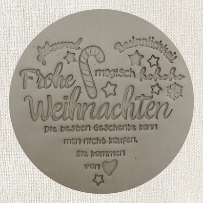 Weihnachten Herz Stempel von ARTHummeln, mit festlichem Herzmotiv zum Stempeln auf Karten und Geschenke, handgefertigt.